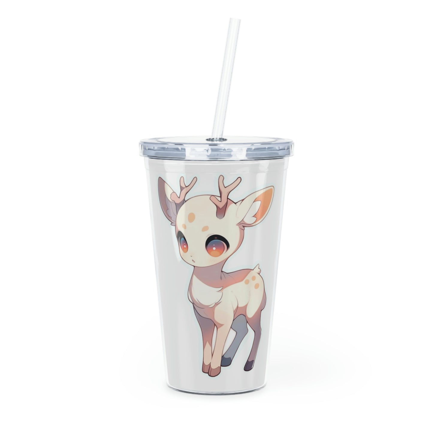 White Deer Tumbler with Straw