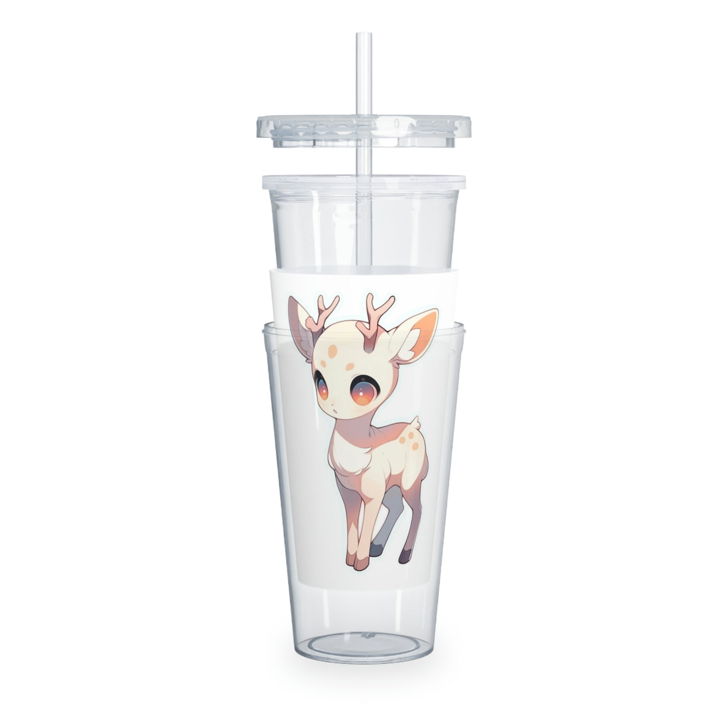 White Deer Tumbler with Straw